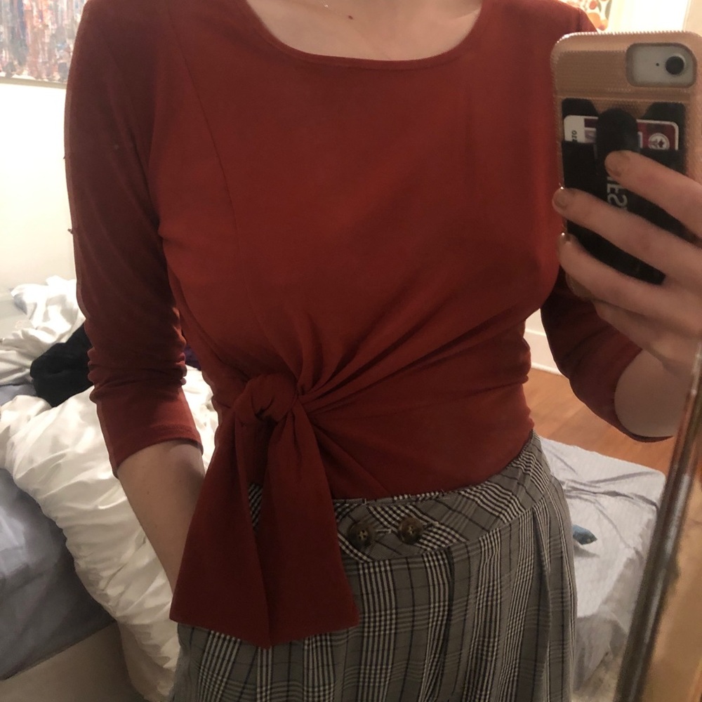 NWT Rust, Faux-Wrap Blouse